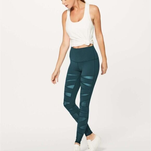 LULULEMON Wunder Under Pant (Hi-Rise) (Tech Mesh 31 ) Submarine size 4 in EUC - Picture 3 of 10